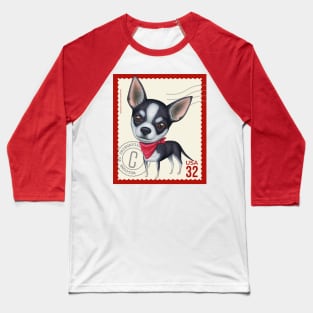 Funny Black and White Chihuahua Dog posing cutely Baseball T-Shirt